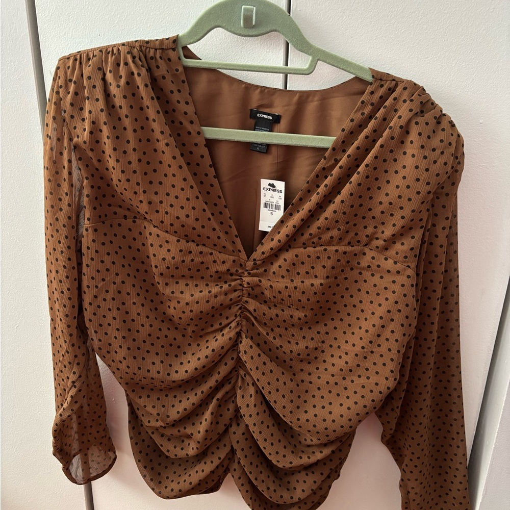 Brown Polka Dot Top